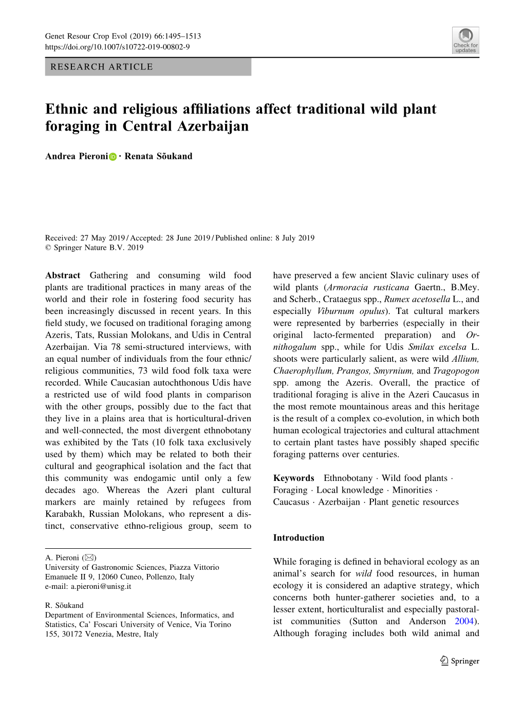 Ethnic and Religious Affiliations Affect Traditional Wild Plant Foraging In