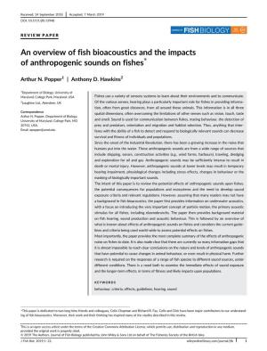 An Overview of Fish Bioacoustics and the Impacts of Anthropogenic Sounds on Fishes*