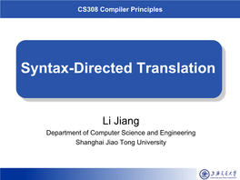 Syntax-Directed Translation