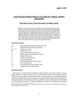 Low-Excess Speed Triple Cyclers of Venus, Earth, and Mars
