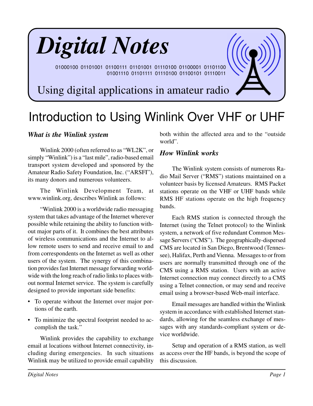 Introduction to Using Winlink Over VHF Or UHF