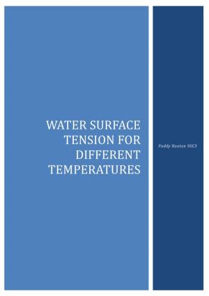 Water Surface Tension for Different Temperatures 55