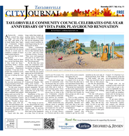 TAYLORSVILLE COMMUNITY COUNCIL CELEBRATES ONE-YEAR ANNIVERSARY of VISTA PARK PLAYGROUND RENOVATION by Carl Fauver | Carlf@Mycityjournals.Com