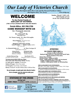 Our Lady of Victories Church (Serving Harrington Park, River Vale and the Pascack/Northern Valley) Harrington Park, New Jersey Sunday, March 7, 2021 A.D