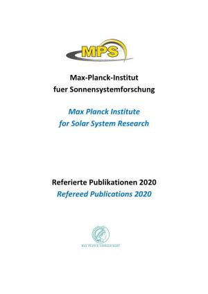Referierte Publikationen 2020 Refereed Publications 2020