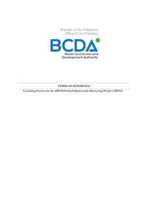 TERMS of REFERENCE Consulting Services for the 2020 Web-Based Quad-Media Monitoring Project of BCDA