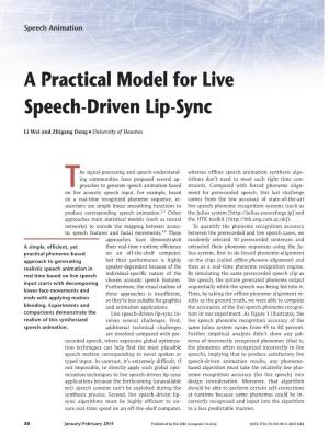 A Practical Model for Live Speech-Driven Lip-Sync