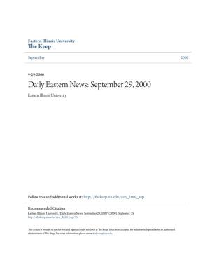 Daily Eastern News: September 29, 2000 Eastern Illinois University