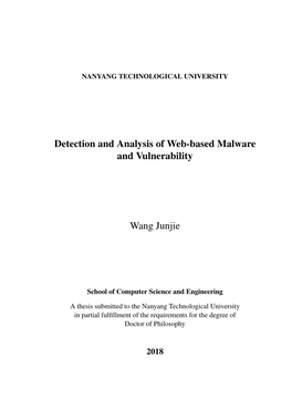 Detection and Analysis of Web-Based Malware and Vulnerability