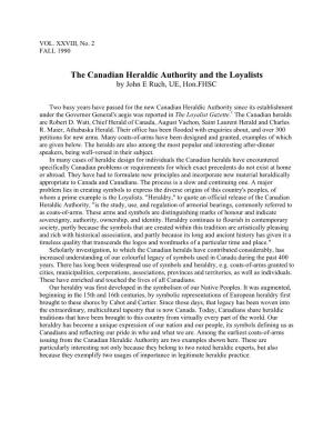 The Canadian Heraldic Authority and the Loyalists by John E Ruch, UE, Hon.FHSC