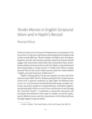 Tender Mercies in English Scriptural Idiom and in Nephi's Record
