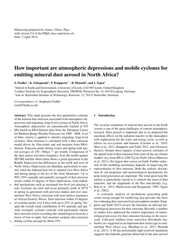 How Important Are Atmospheric Depressions and Mobile Cyclones for Emitting Mineral Dust Aerosol in North Africa?