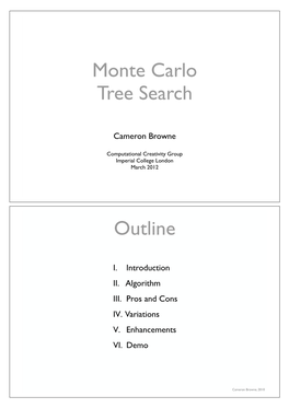 Monte Carlo Tree Search Outline