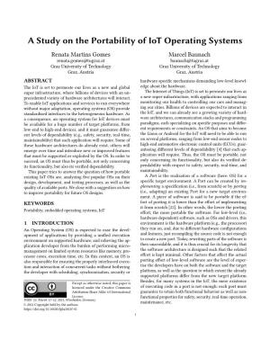 A Study on the Portability of Iot Operating Systems