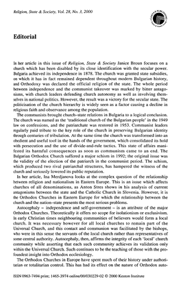 "Editorial," Religion, State & Society 28.3