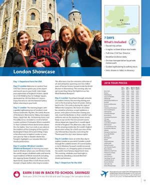 London Showcase • Visits Shown in Italics in Itinerary