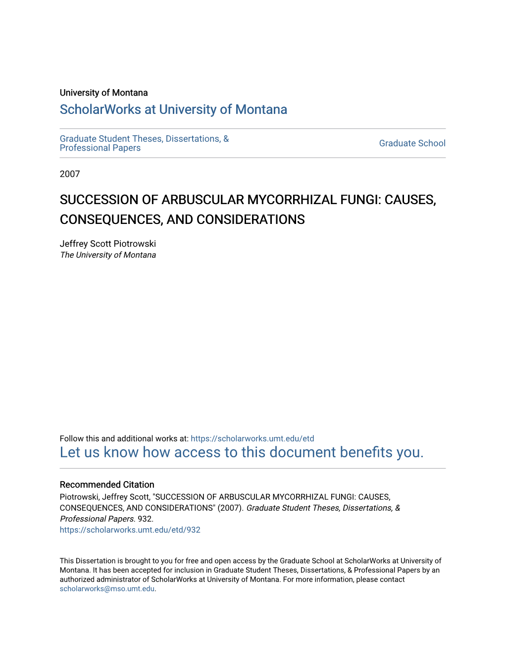 Succession of Arbuscular Mycorrhizal Fungi: Causes, Consequences, and Considerations