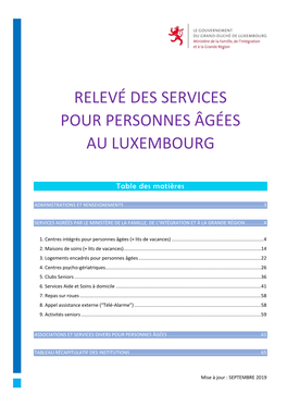 Relevé Des Services Pour Personnes Âgées Au Luxembourg