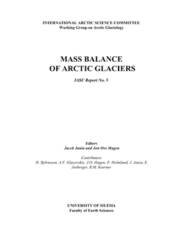 Mass Balance of Arctic Glaciers