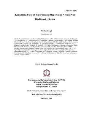 Karnataka State of Environment Report and Action Plan Biodiversity Sector