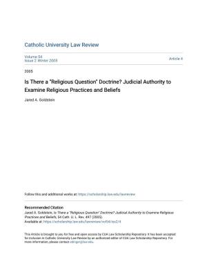Religious Question" Doctrine? Judicial Authority to Examine Religious Practices and Beliefs
