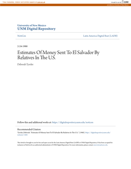 Estimates of Money Sent to El Salvador by Relatives in the .SU