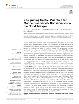 Designating Spatial Priorities for Marine Biodiversity Conservation in the Coral Triangle