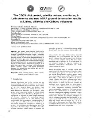 The CEOS Pilot Project, Satellite Volcano Monitoring in Latin America and New Insar Ground Deformation Results at Llaima, Villarrica and Calbuco Volcanoes