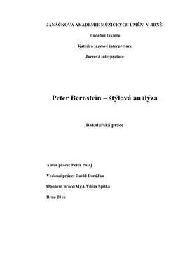 Peter Bernstein – Štýlová Analýza