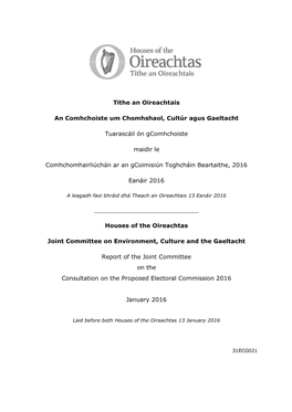 Report of the Joint Committee on the Consultation on the Proposed Electoral Commission 2016
