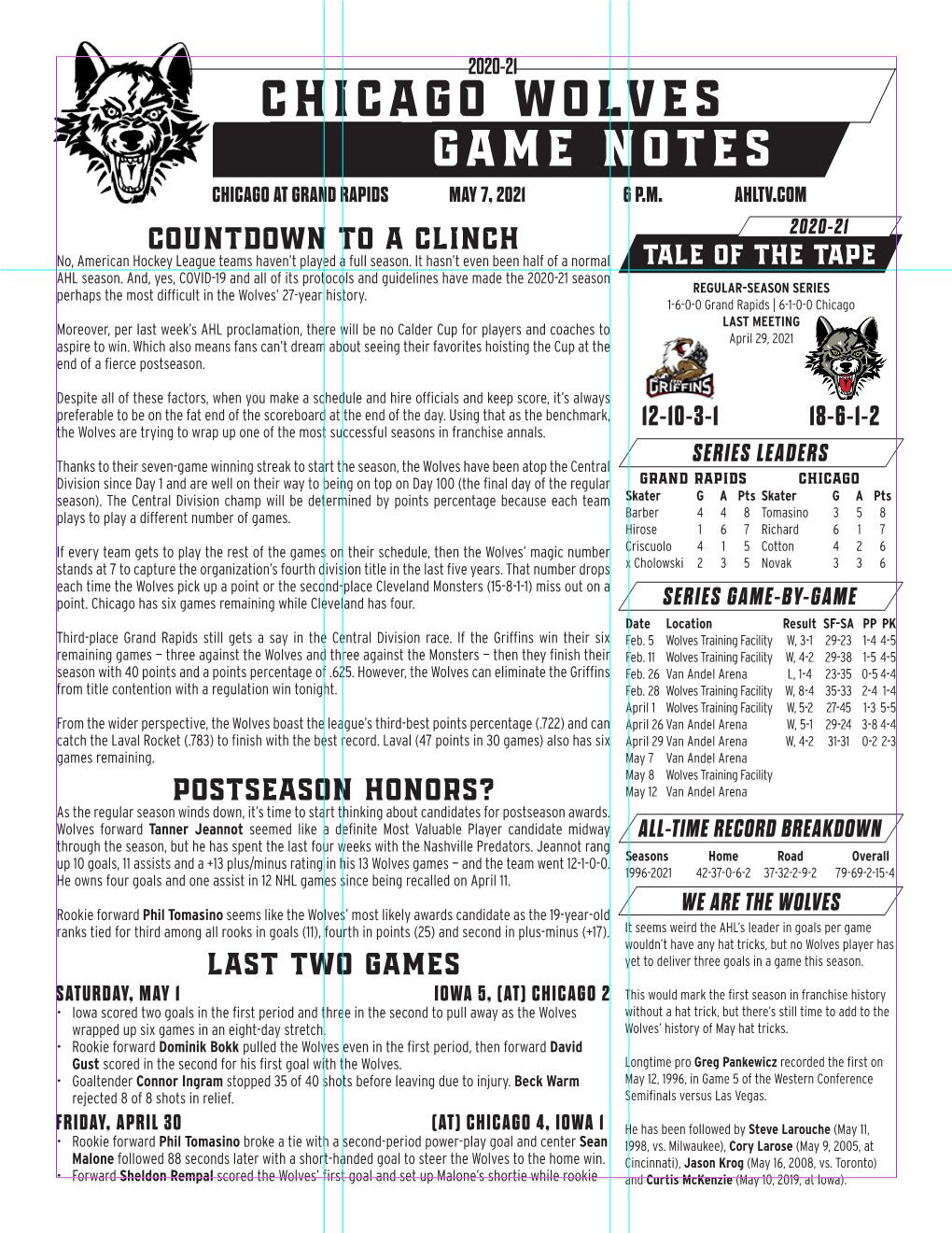 Chicaggo Wolves Game Notes