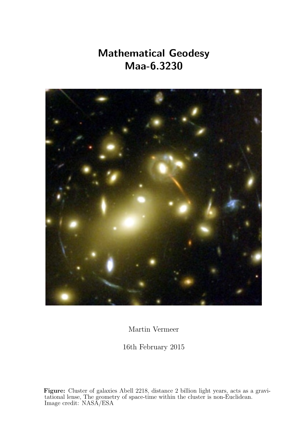 Mathematical Geodesy Maa-6.3230