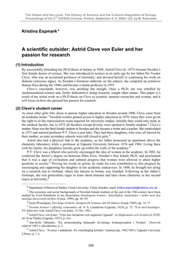 Astrid Cleve Von Euler and Her Passion for Research