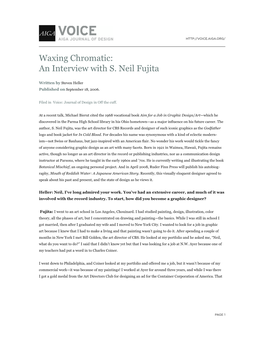 Waxing Chromatic: an Interview with S. Neil Fujita