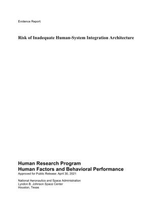 Risk of Human System Integration Architecture