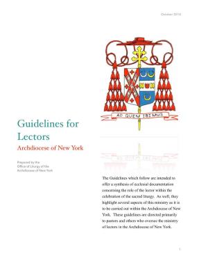 Guidelines for Lectors Archdiocese of New York