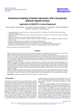 Numerical Modeling of Lander Interaction with a Low-Gravity