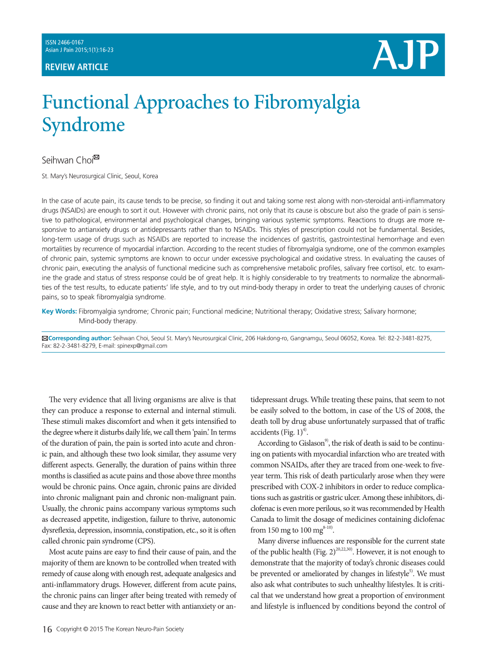 Functional Approaches to Fibromyalgia Syndrome