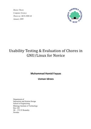 Usability Testing & Evaluation of Chores in GNU/Linux for Novice