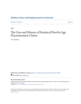 The Uses and Misuses of Statistical Proof in Age Discrimination Claims