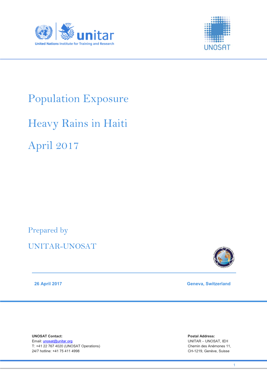 Population Exposure Heavy Rains in Haiti April 2017