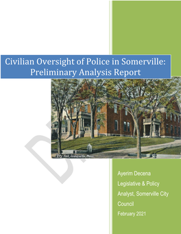 Civilian Oversight of Police in Somerville: Preliminary Analysis Report