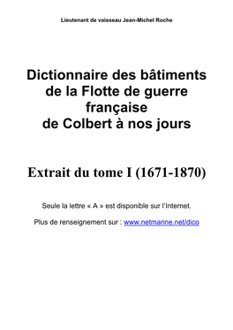 Dictionnaire Des Bâtiments De La Flotte De Guerre Française De Colbert À Nos Jours
