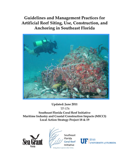 Guidelines and Management Practices for Artificial Reef Siting, Use, Construction, and Anchoring in Southeast Florida