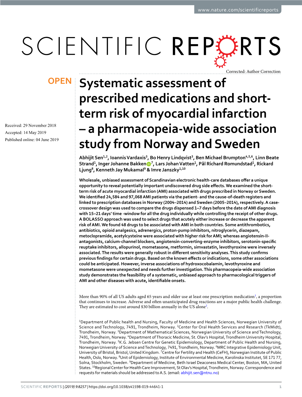 Systematic Assessment of Prescribed Medications and Short-Term