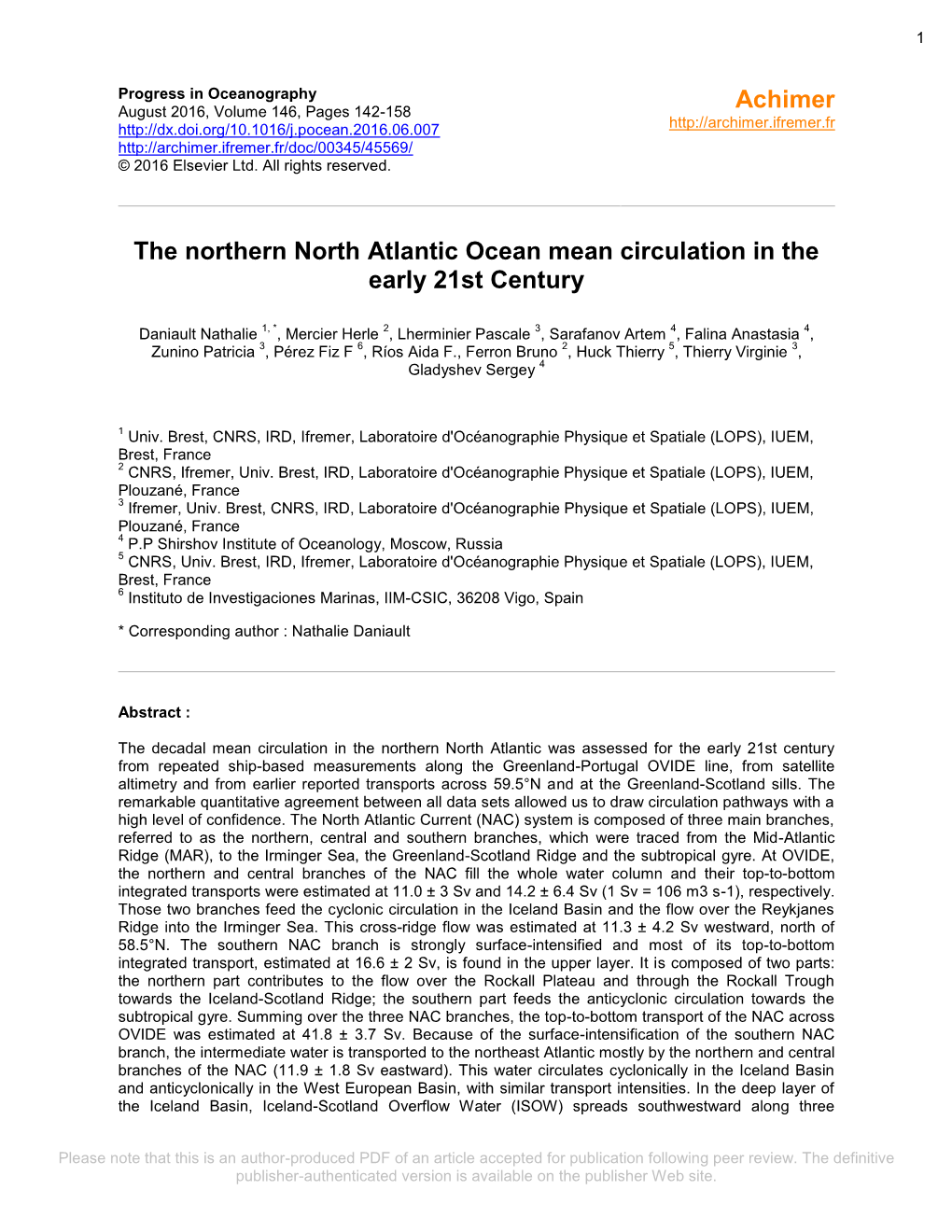 The Northern North Atlantic Ocean Mean Circulation in the Early 21St Century