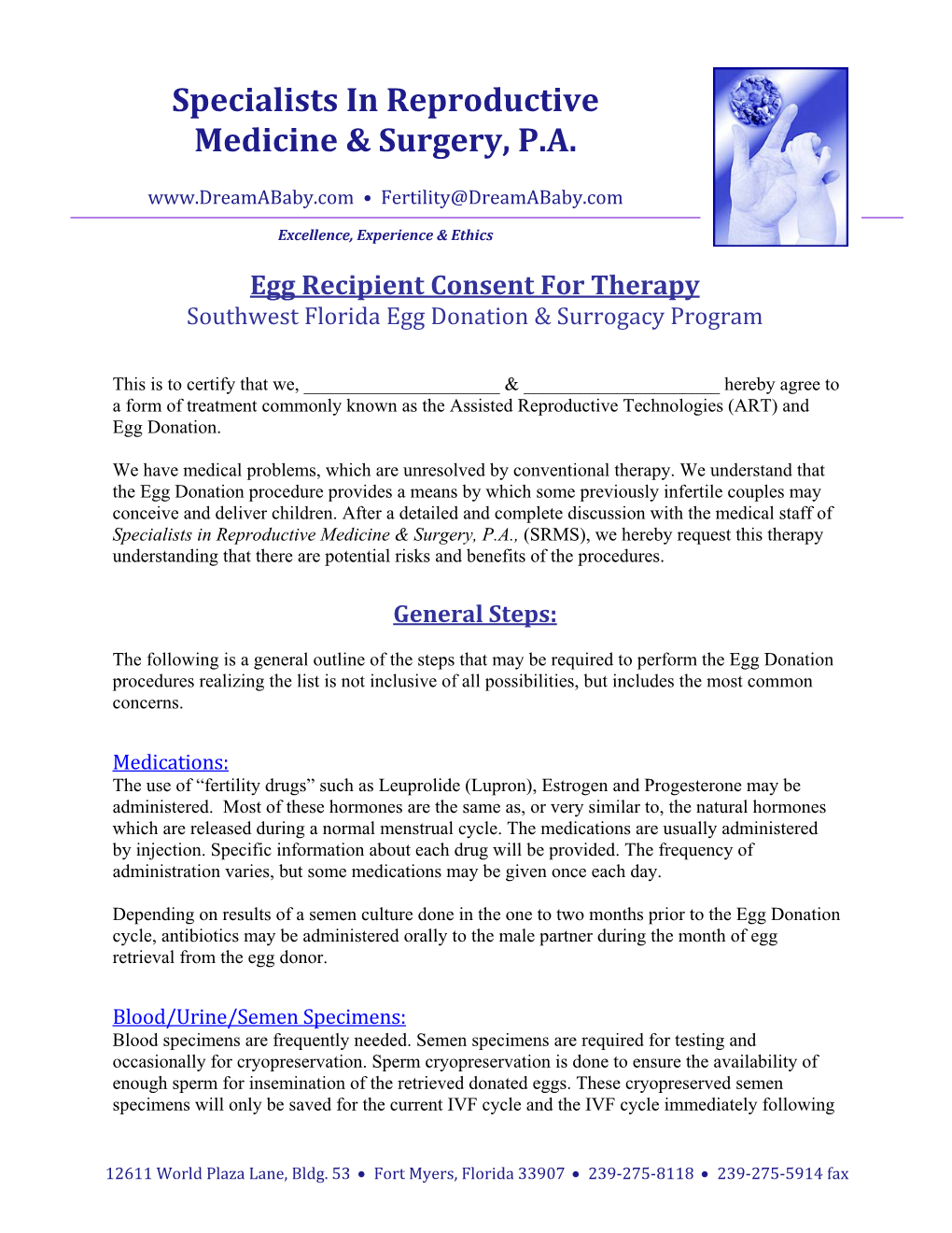 Egg Recipient Consent for Therapy Southwest Florida Egg Donation & Surrogacy Program