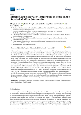 Effect of Acute Seawater Temperature Increase on the Survival of a Fish