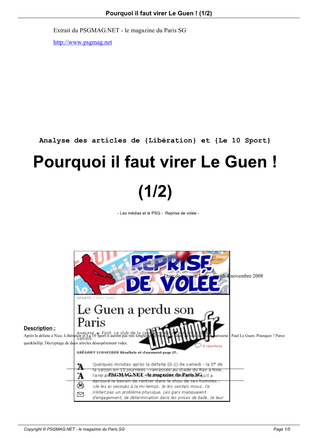 Pourquoi Il Faut Virer Le Guen ! (1/2)