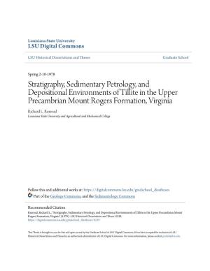 Stratigraphy, Sedimentary Petrology, and Depositional Environments of Tillite in the Upper Precambrian Mount Rogers Formation, Virginia Richard L